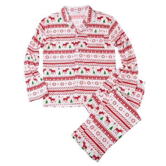 Matching Button-down Winter Christmas Family Pajamas PJs Reindeer Mix & Match - Picture 10 of 16